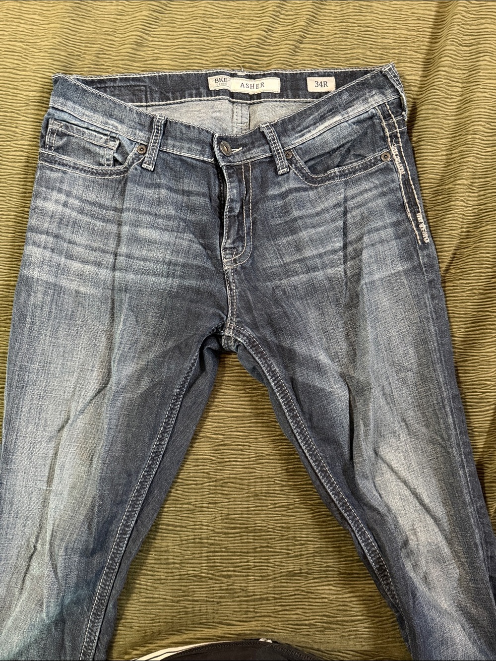 BKE Men's Slim Straight Faded Blue Jeans